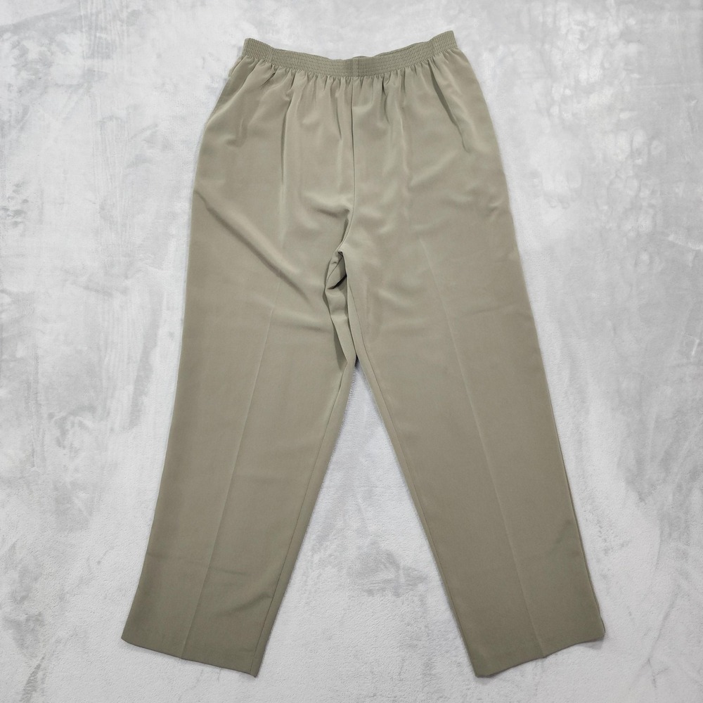 Vintage BonWorth Pants Womens XL Green Microfiber Pull On Straight Leg Tapered